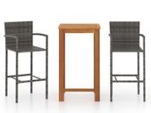 3 Piece Garden Bar Set Grey