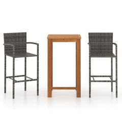 3 Piece Garden Bar Set Grey