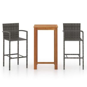 3 Piece Garden Bar Set Grey
