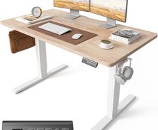 Electric Standing Desk Height Adjustable For Gaming and Computer 120 x 60cm Sit Stand Home Office with Memory Smart Pannel 4 Pieces Splice Board Oak