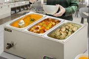 3 Pan Electric Catering Food Warmer Steam Table Stainless Steel Adjustable Temperature Buffet Restaurant 220v