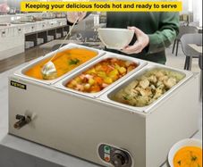 3 Pan Electric Catering Food Warmer Steam Table Stainless Steel Adjustable Temperature Buffet Restaurant 220v