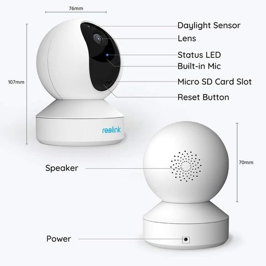 Security Camera Indoor 3MP, 2.4GHz WiFi, 1296P WiFi CCTV Camera IP with Pan Tilt, 2-Way Audio, Night Vision and Remote Access for Elder Pet Baby, SD Card Slot, E1 (Pack of 2)