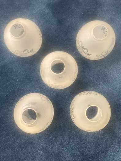 Vintage 50's/60's Set of 5 Opaque Glass Shades with Motif Design.