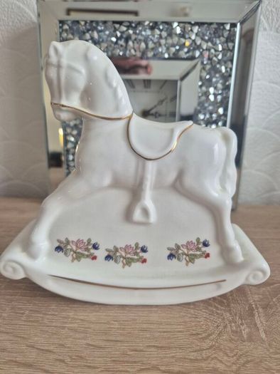 Vintage Royal Tara Fine Bone China Rocking Horse Money Bank