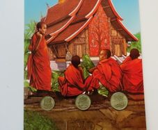 Laos vintage original coins set 1980 unc