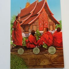 Laos vintage original coins set 1980 unc