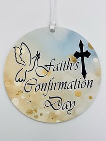 Confirmation or Communion personalised hanger decoration tag