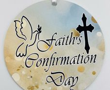 Confirmation or Communion personalised hanger decoration tag
