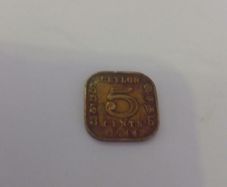 1944 Ceylon 5 Cents Coin