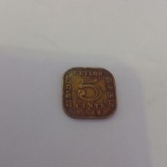 1944 Ceylon 5 Cents Coin