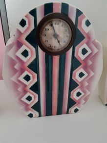 Art deco Clock and Vase Trio Set