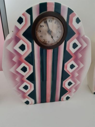 Art deco Clock and Vase Trio Set