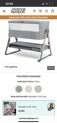 Mamas & Papas Lua Bedside Crib