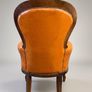 Vintage French Walnut & Brown Leather Armchair Image 4