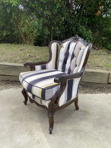 Vintage Louis XV-style wingback armchair