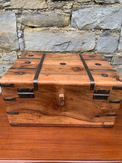 Vintage Metal Bound Wooden Chest.