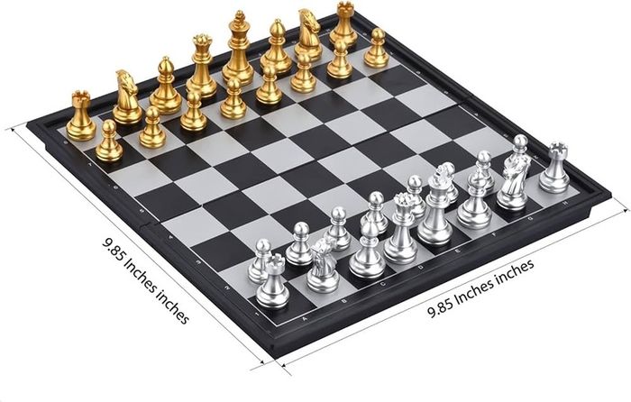 NEW SALE | Magnetic Travel Chess Set with Folding Games Board and 2 Extra Queens & Storage Bag for Kids and Adults