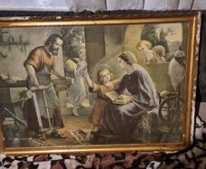 Signed picture of the Holy family at work