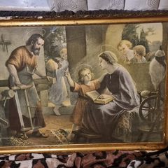 Signed picture of the Holy family at work
