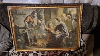 Signed picture of the Holy family at work