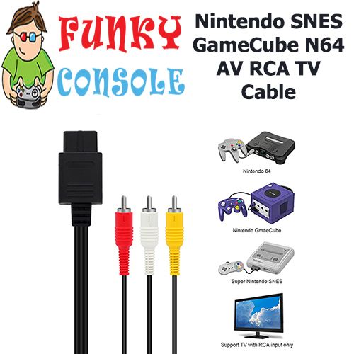 Nintendo SNES TV AV Cable Lead Composite Video Audio RCA N64 GameCube