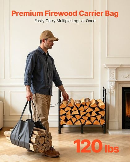 Firewood Rack 250kg with Log Carrier Bag