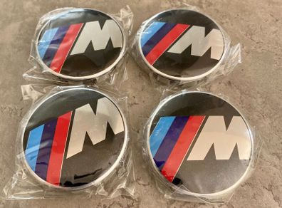 4x BMW Black MSPORT Wheel Centre Hub Badge 68mm