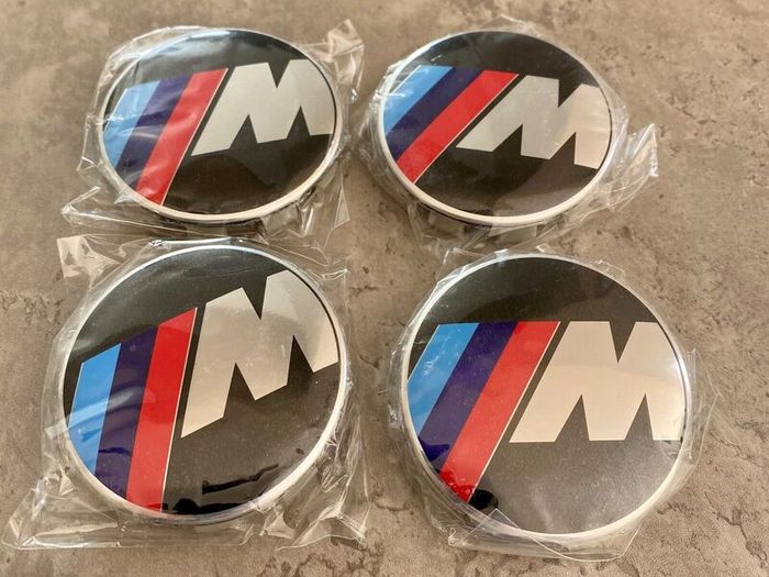 4x BMW Black MSPORT Wheel Centre Hub Badge 68mm