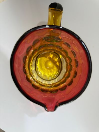 Victorian Amberina Art Glass Pitcher Jug.  Hand Blown c.1885 to 1900