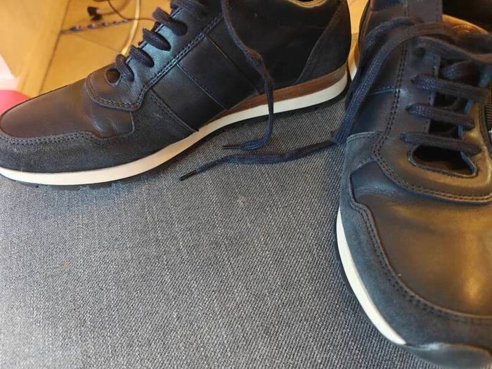 Dune London Thame Navy Leather Trainers  EU 46