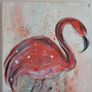 Beautiful flamingo study acrylic on canvas picture signed bottom right H60 x L40.5cm Image 2