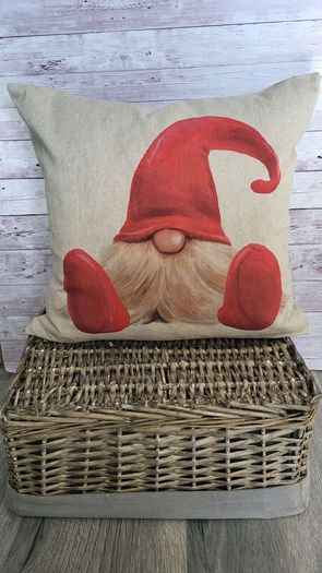 Christmas cushions. "ROBIN" and " GNOME"
