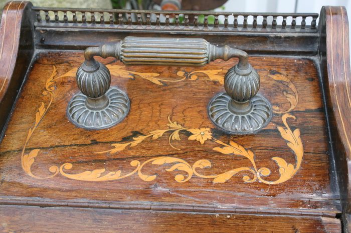 Antique Dublin Inlaid Wood Coal Bin Fireplace Fire Scuttle Box 1850
