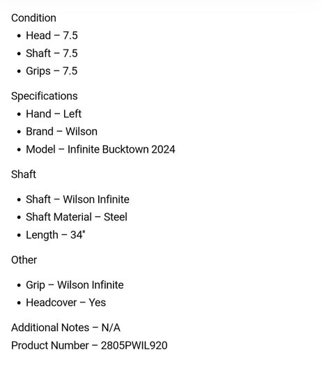 Wilson Infinite Bucktown 2024 Putter / 34'' / Left Hand