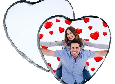 Personalised Photo Slate 20 x 24cm Heart shape valentines day gift present