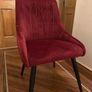 Burgundy Velvet Dining Chairs Black Legs Image 3