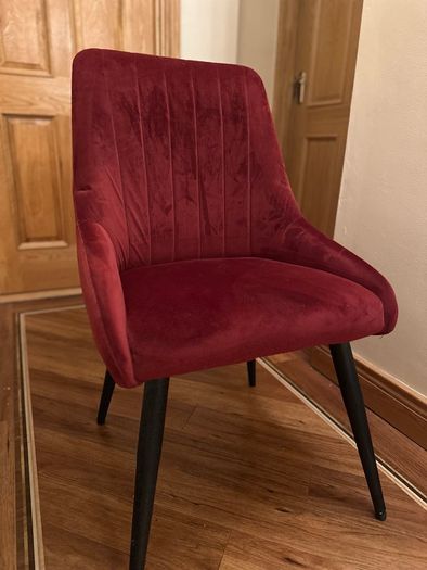 Burgundy Velvet Dining Chairs Black Legs