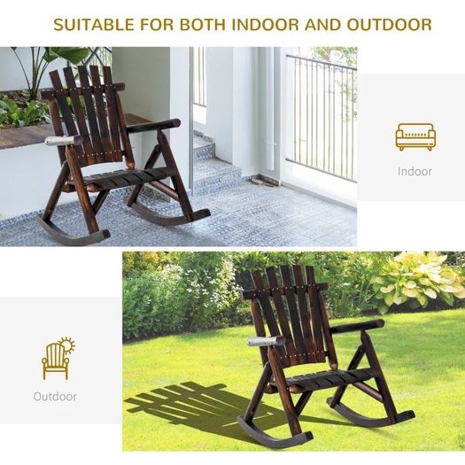 Fir Wood Outdoor Adirondack Rocking Armchair Brown (FREE SHIPPING)
