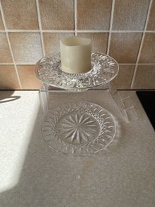 Waterford Crystal Glass Bethany Round Candle Holder & Rosslare 8" Plate