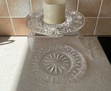 Waterford Crystal Glass Bethany Round Candle Holder & Rosslare 8" Plate