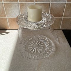 Waterford Crystal Glass Bethany Round Candle Holder & Rosslare 8" Plate