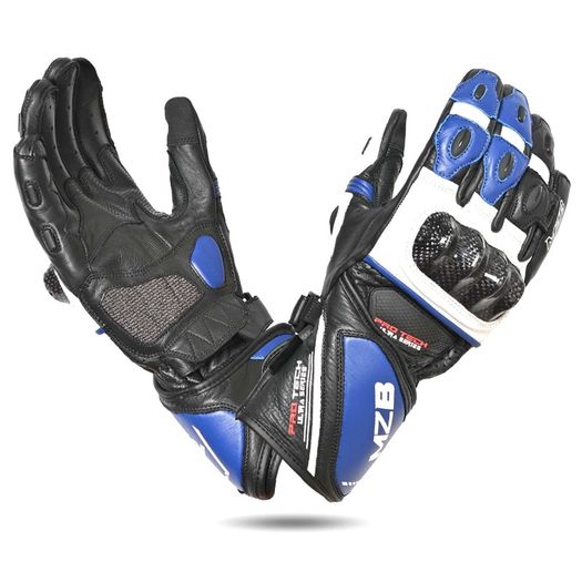 MZB RaceTech Long Motorcycle Race Cowhide Leather Gloves with Aramid Protection