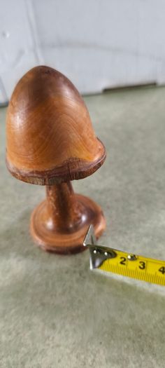 Small Second Hand Turned Wood Mushroom Shaped Ornament