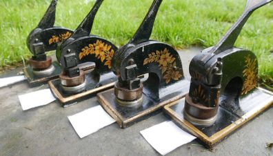 Vintage Ornate Cast Iron Embossing Presses - set of 4 (45 each)