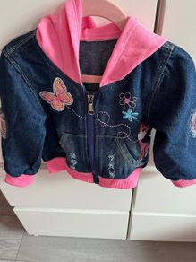 Zipped denim jacket with hood