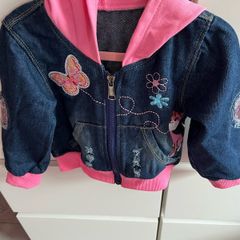 Zipped denim jacket with hood