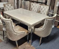 New Marble Dining Table With Knockers Chairs
