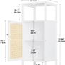 Floor Standing, Small Bathroom Cabinet Floor Standing with Rattan Doors, 4 Tier Narrow Side Storage Cabinet, Space Saving Cupboard for Laundry, Kitchen, Living Room (White) Image 2