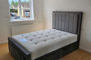 New Ottoman Upholstered Bed, Double Bed with Hydraulic Lifting Bar, Height Adjustable Padded Headboard, Metal Slatted Frame, Youth Bed, Adult Bed